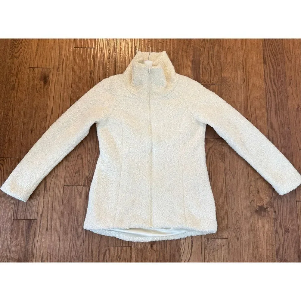 Dudley Stephens ivory Sherpa high pile high neck jacket size M